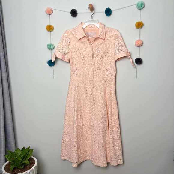 Gal Meets Glam Judith Embroidered Pink Midi Dress